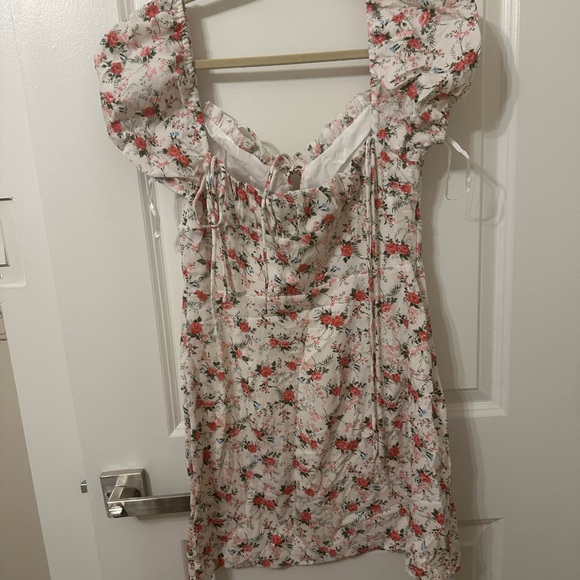 Floral Milkmaid Dress with blue and pink Flowers - Picture 3 of 3